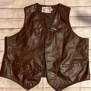 Vintage Sears The Leather Shop Brown Leather vest size 50 Reg